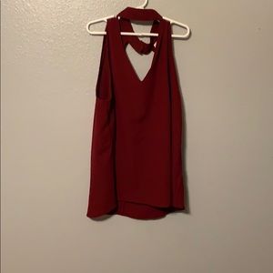 Sleeveless maroon blouse
